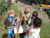 Children painting in garden